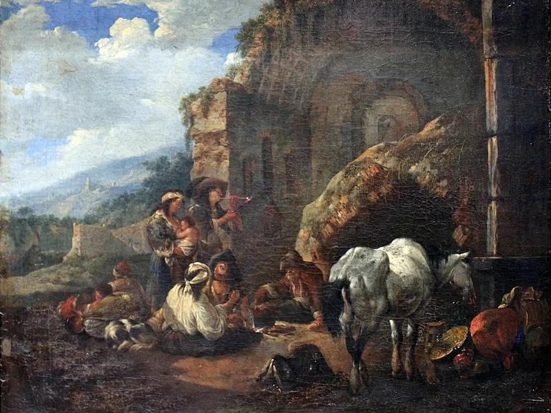 1631-								Johann Heinrich Roos - Accampamento gitano in una rovina romana - Städelsches Kunstinstitut und Städtische Galerie